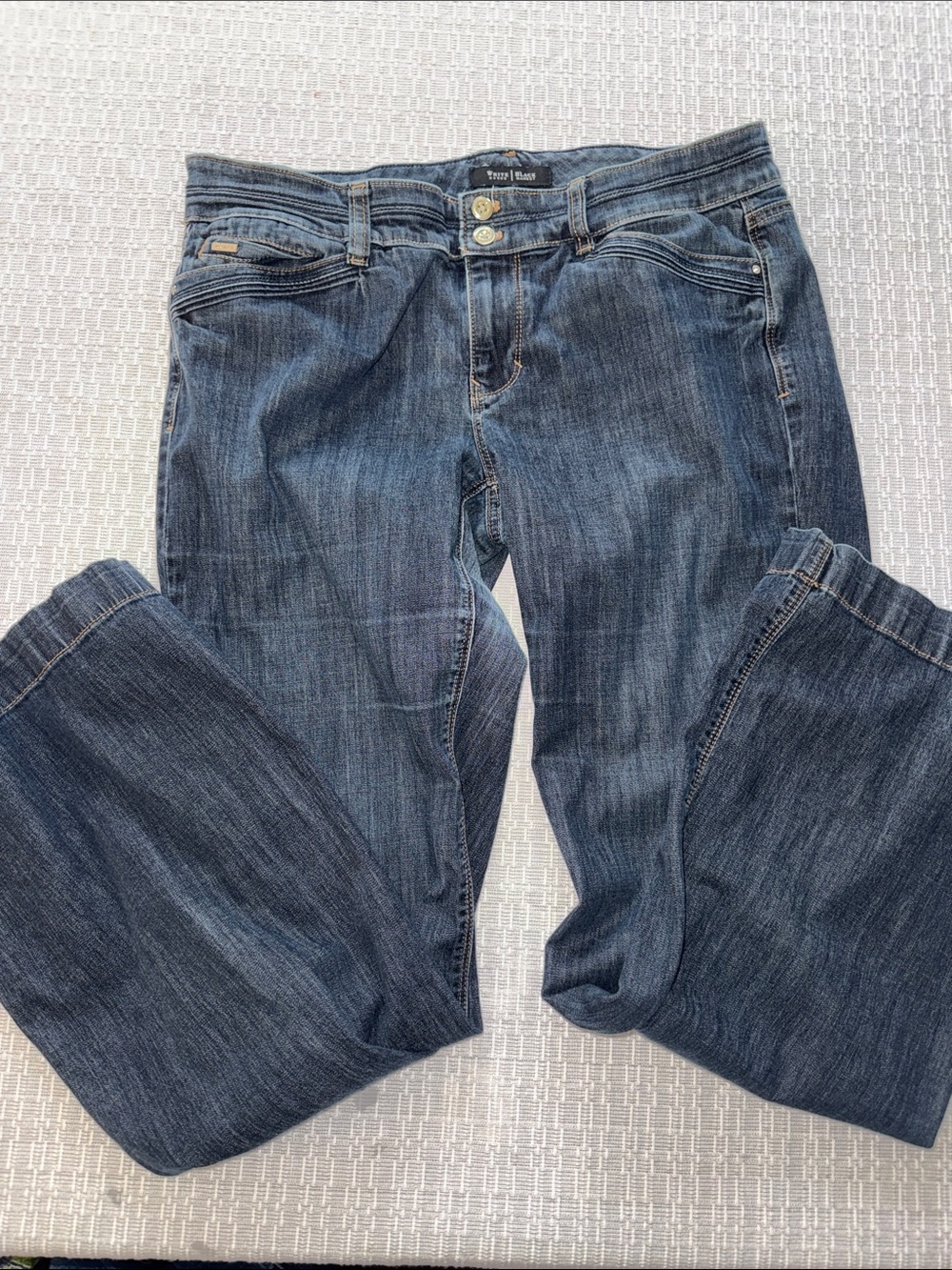 White House Black Market Women's Dark Indigo Trouser Leg Jeans